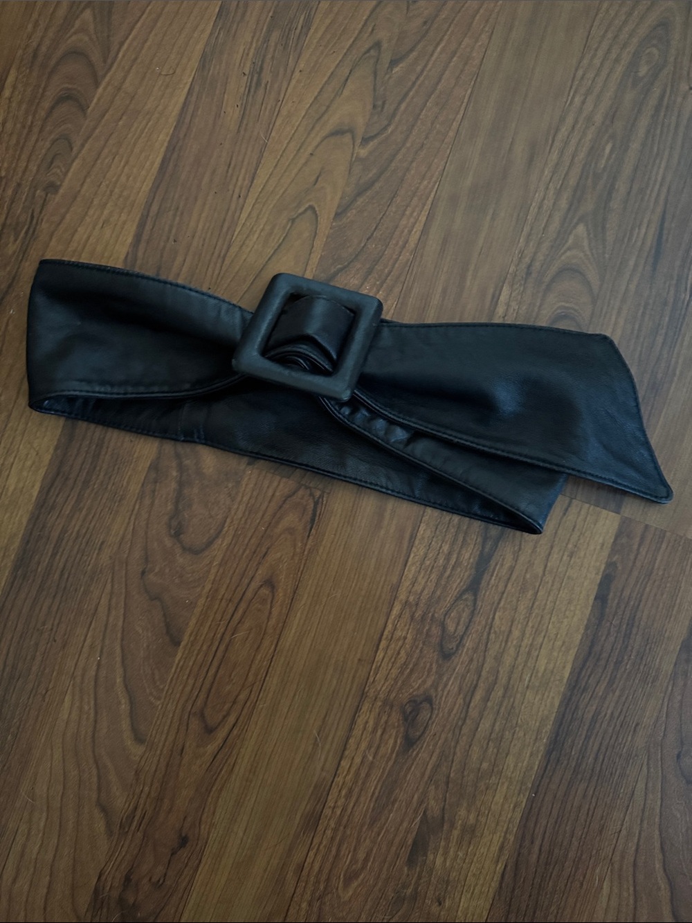 Black Leather Waist Belt with Buckle  - women’s